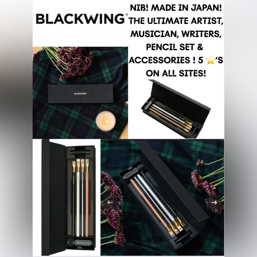 NIB! MADE IN JAPAN! ULTIMATE PENCIL SET IN WOODEN BOX W/ 4 CREATORS, ARTISTS…